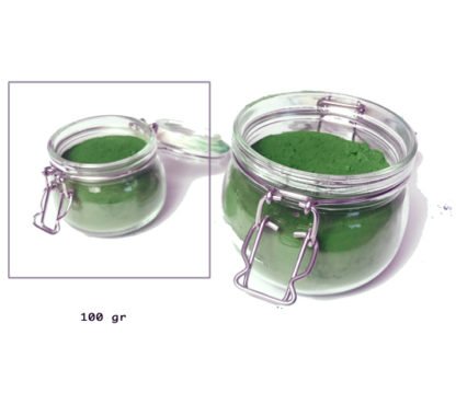 chrome oxide green fine fresco artist pigment in glass jar